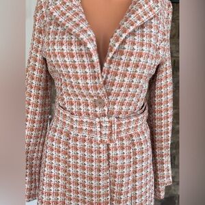 Venti6 Italian Tweed Belted Blazer Jacket | Size M | Made in Italy
